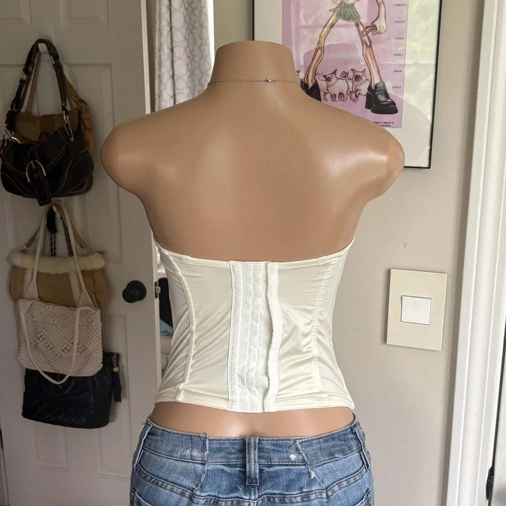 00s white floral bow corset top (size 34C)